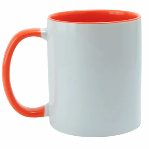 Xícara alça e interior colorido 325ml - Laranja