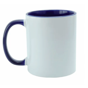 Xícara alça e interior colorido 325ml - Azul